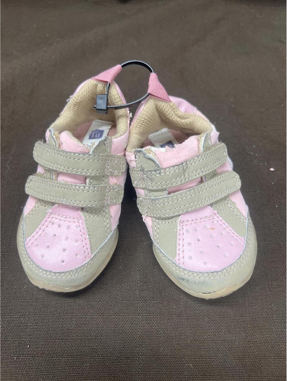 Toddler Girls Pink and Gray Velcro Sneakers